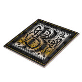 Carreau Tuile noire celtique d'initiale de monogramme de (Côté)