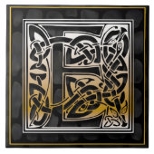 Carreau Tuile noire celtique d'initiale de monogramme de (Devant)