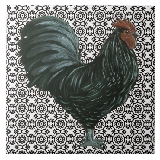 Carreau Tuile noire et blanche de coq (Devant)