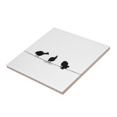 Carreau tuile noire et blanche en céramique de 3 oiseaux (Côté)