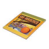 Carreau Tuile orange d'étiquette de caisse de San (Côté)