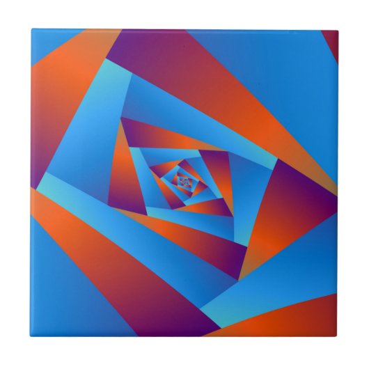 Carreau Tuile orange et spirale bleue (Devant)