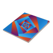 Carreau Tuile orange et spirale bleue (Côté)