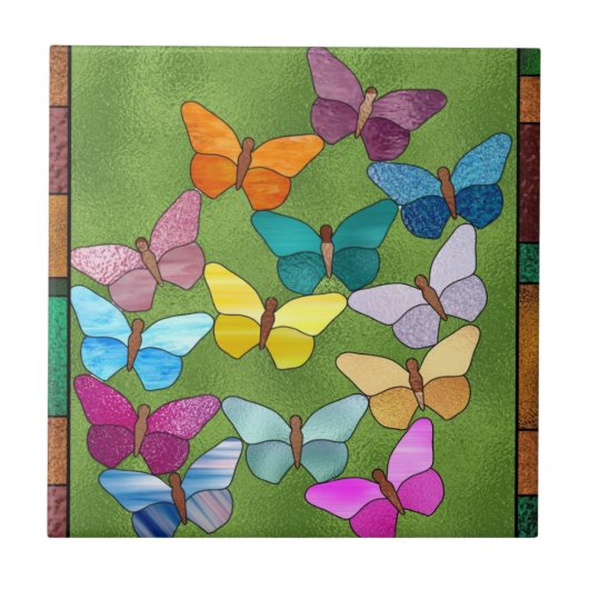 Carreau Tuile papillon en verre Faux (Devant)