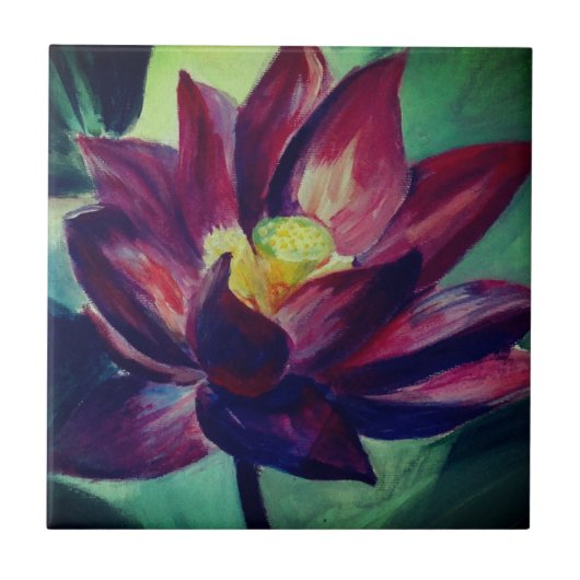 Carreau Tuile photo de dessin de Lotus pourpre (Devant)