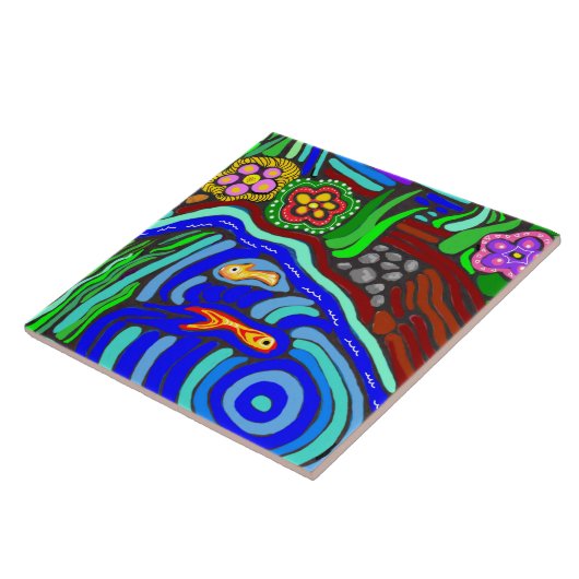 Carreau Tuile psychédélique de jardin (Côté)