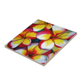 Carreau Tuile rose de fleur de Frangipani par art de Sacha (Côté)