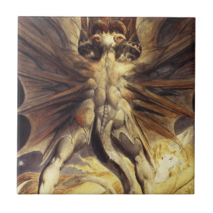 Carreau Tuile rouge de dragon de William Blake
