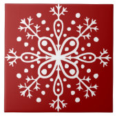 Carreau Tuile rouge de flocon de neige (Devant)