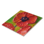 Carreau Tuile rouge de pavots (Côté)