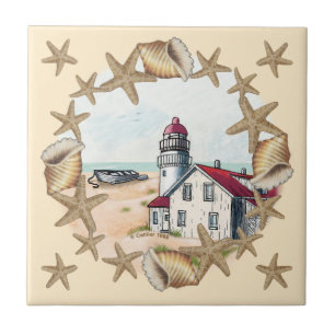 Carreau Tuile Seashell Lighthouse
