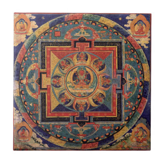 Carreau Tuile Tibétaine Thanka de Bouddha Mandala