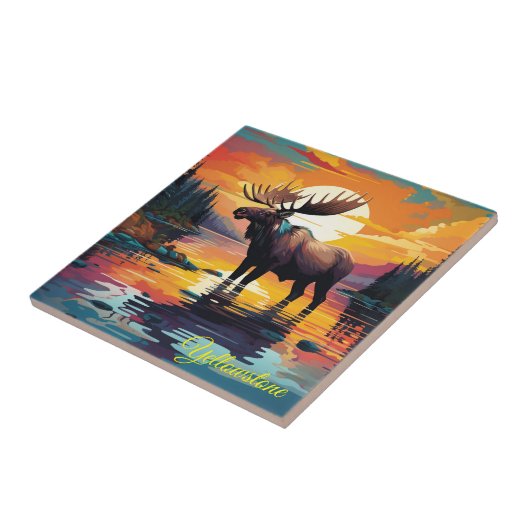 Carreau Tuile Trivet-Yellowstone Moose (Côté)