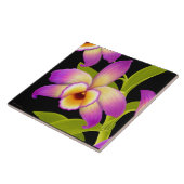 Carreau Tuile tropicale d'orchidée de Nobile de Dendrobium (Côté)