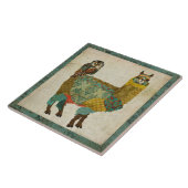 Carreau Tuile turquoise de hibou d'alpaga d'or (Côté)