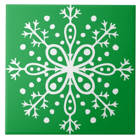 Carreau Tuile verte de flocon de neige (Devant)