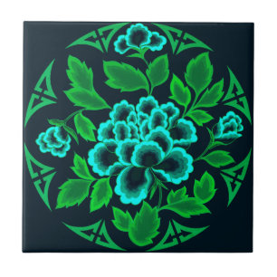Carreau Tuile vintage de conception florale
