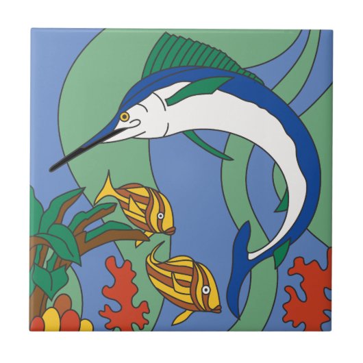 Carreau Tuile vintage de Marlin d'île de Catalina (Devant)