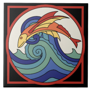 Carreau Tuile vintage de poissons de vol d'île de Catalina