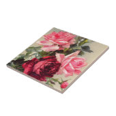 Carreau Tuile vintage de roses roses et rouges (Côté)