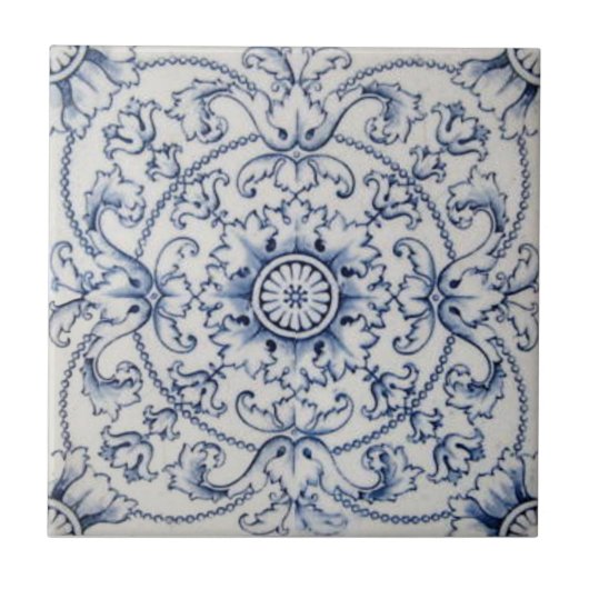 Carreau Tuile vintage Victorian Transware dans Delft Color (Devant)
