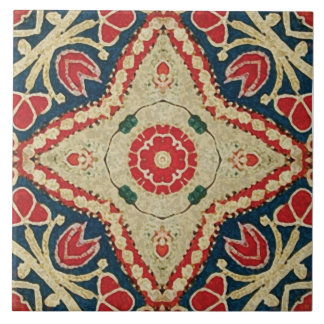 Carreau tuiles de Batik-style, motif floral, rouge, beige