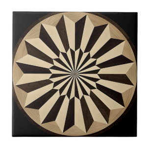 Carreau tuiles de cercle de fleurs d'or noir toscan