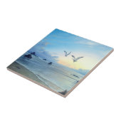 Carreau Tuiles de cuisine de thème de plage de marées de (Côté)