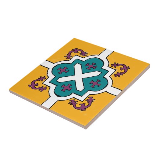 Carreau Tuiles décoratives de style espagnol jaune/violet/ (Côté)