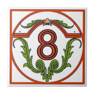 Carreau Tuiles espagnoles rouges de numéro de maison de