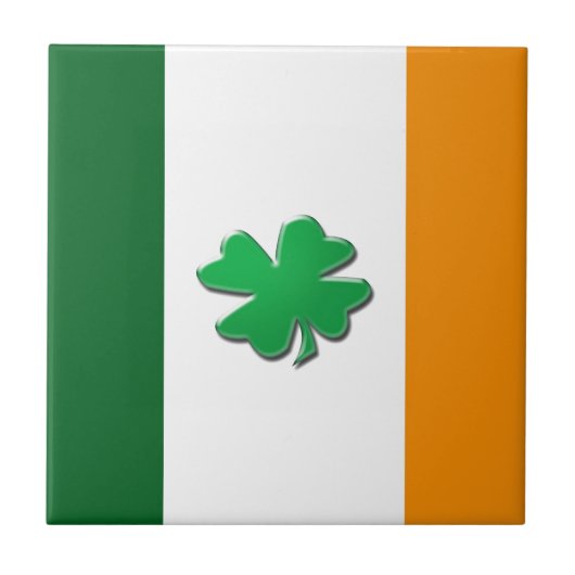 Carreau Tuiles irlandaises de shamrock de drapeau (Devant)