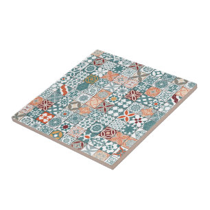 Carreau Tuiles marocaines - bleu et marron