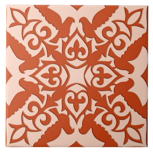 Carreau Tuiles marocaines - corail orange et pêche (Devant)