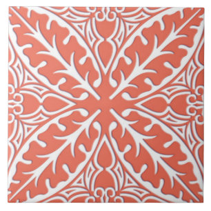 Carreau Tuiles marocaines - orange et blanc de corail