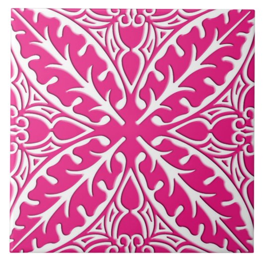 Carreau Tuiles marocaines - rose fuchsia et blanc (Devant)