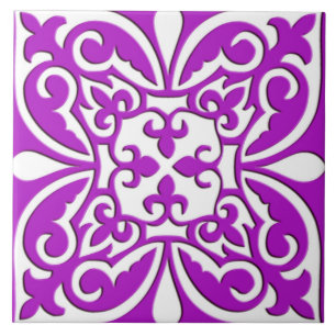 Carreau Tuiles marocaines - violet violet et blanc
