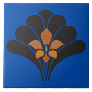 Carreau Tuiles murales bleues - tuile art déco