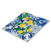 Carreau tuiles siciliennes, citron, mosaïque, majolica, (Côté)