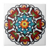 Carreau tuiles suédoises fleur rouge de style ancien (Devant)