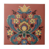 Carreau tuiles suédoises fleurs vertes anciennes (Devant)