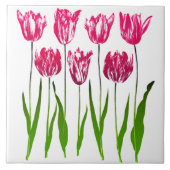 Carreau Tulip Garden Imprimer en rose et vert Fuchsia (Devant)