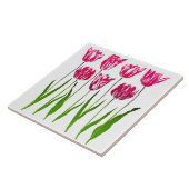 Carreau Tulip Garden Imprimer en rose et vert Fuchsia (Côté)