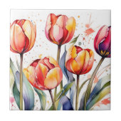 Carreau Tulip Gras Fleur Coloré Moderne (Devant)