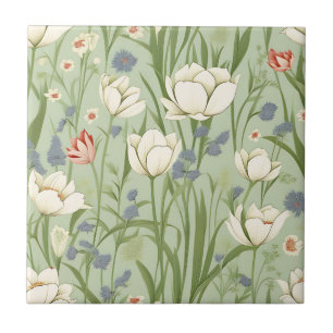 Carreau Tulip Meadow in Sage Green