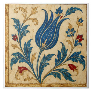 Carreau Tulipe bleue ottomane Art botanique floral