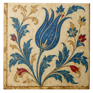 Carreau Tulipe bleue ottomane Art botanique floral
