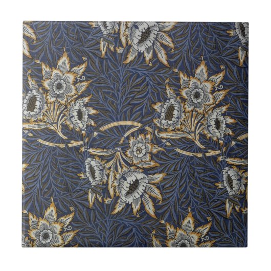 Carreau Tulipe Saules Motif Bleu Floral de William Morris (Devant)
