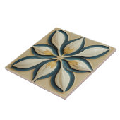 Carreau Tulipes blanches sur Art Déco Bleu Symétrique (Côté)