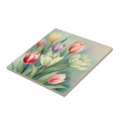 Carreau Tulipes colorées Aquarelle Romantique (Côté)