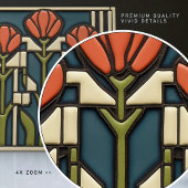 Carreau Tulipes du milieu du siècle Abstrait Symétrie Arti